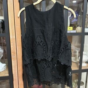 The Jetset diaries eyelet embroidered tank top blouse layered lace round swing